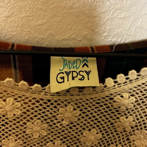 Plaid Sleeve Elephant Print Blouse - Orange and Black - Picture 2 of 4